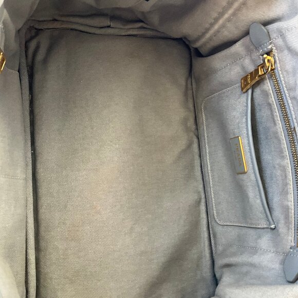 Authentic Prada Medium Canapa Logo Denim Tote bag - Picture 10 of 15